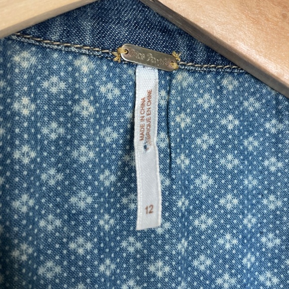 Free People Denim Maxi Dress Vintage Button Down Sleeveless Sz 12 - Picture 10 of 13